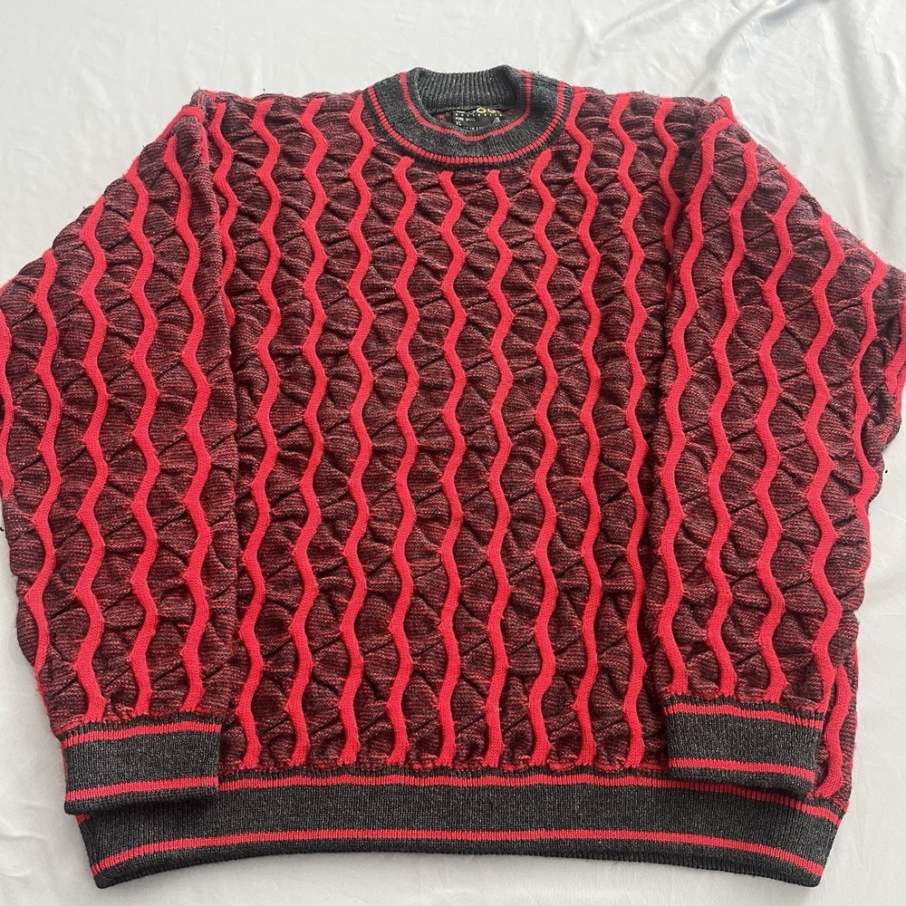 Vintage Coogi Australia Sweater 100% Wool Multicolor Men's Size XL Cosby 3D Knit